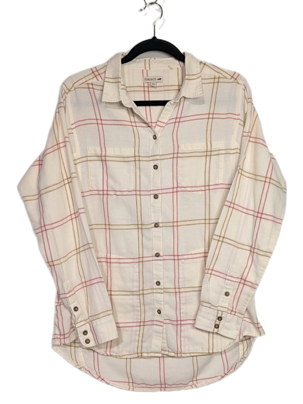 Toad&Co Cairn Plaid Long Sleeve Button Flannel Shirt Womens Large L